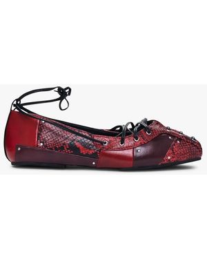 Desigual Ballerines En Cuir Imprimé Femme - Rouge