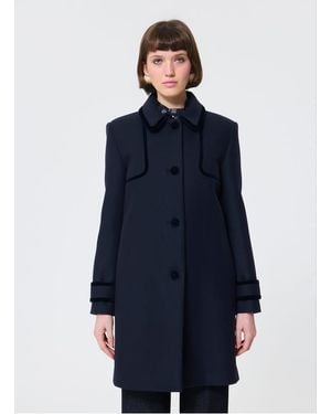 Tara Jarmon Manteau Droit Col Classique En Laine Mélangée Femme - Bleu