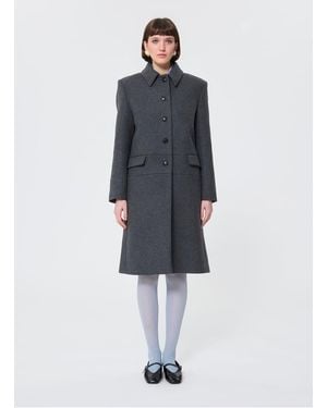 Tara Jarmon Manteau Droit Col Classique En Laine Mélangée Femme - Bleu