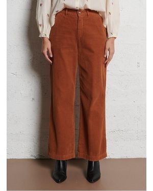 Emile Et Ida Pantalon Droit En Velours Côtelé Femme - Marron
