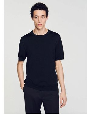 Sandro Tee-Shirt Col Rond - Bleu