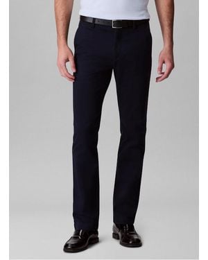 Calvin Klein Pantalon Droit En Coton Mélangé - Bleu