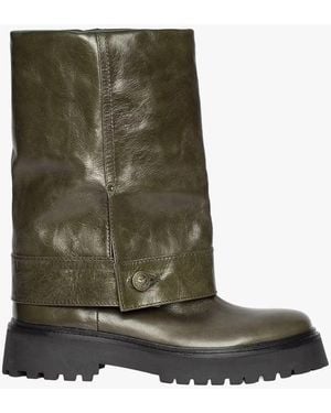 Zadig & Voltaire Bottes Effet Pantalon En Cuir Effet Vintage Femme - Vert