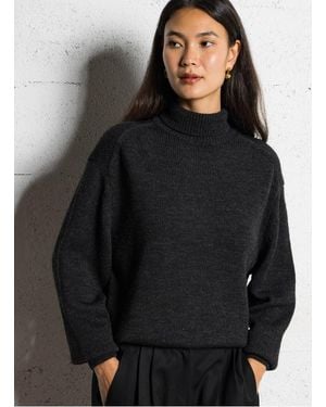 MASSCOB Col Roulé Ample En Alpaga Mélangé Femme - Noir