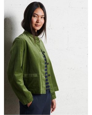 Nice Things Veste Courte Boutonné En Velours Côtelé Femme - Vert