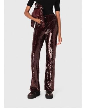 Maje Pantalon Droit Brodé De Sequins Femme - Rouge