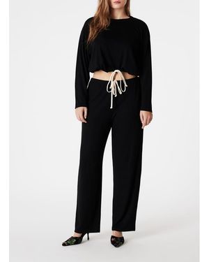 Icône Sweat Court Côtelé Femme - Noir