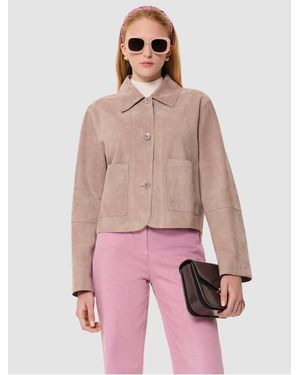 Tara Jarmon Veste Courte Droite En Cuir Femme - Rose