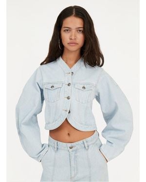 ROTATE BIRGER CHRISTENSEN Veste Col V En Denim De Coton Femme - Bleu