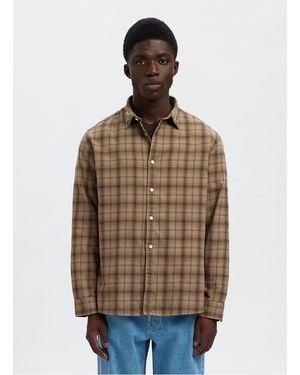 SELECTED Chemise Droite Col Classique En Coton Bio - Marron