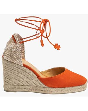 Castañer Sandales Compensées En Suede Femme - Rose