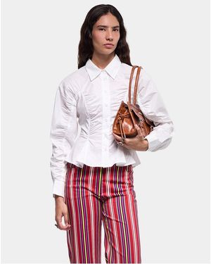 laagam Chemise Col Classique En Coton Mélangé Femme - Blanc