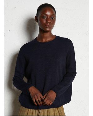 MASSCOB Pull Oversize Col Rond En Alpaga Mélangé Femme - Bleu