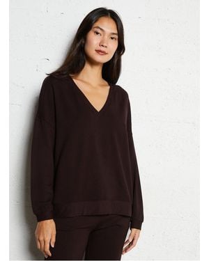 Majestic Filatures Tee-Shirt Col V Femme - Noir