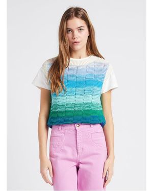 Indee Pull Col Rond Droit En Coton Recyclé Mélangé Femme - Bleu