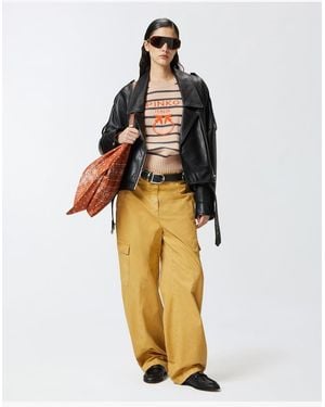 Pinko Pantalon Workwear Large À Poches Femme - Métallisé