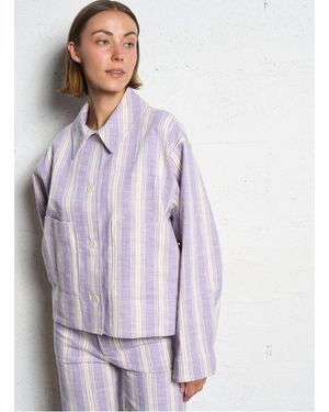 MASSCOB Veste Col Classique En Coton Femme - Violet