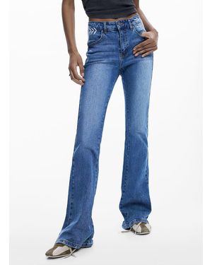 Desigual Jean Flare En Coton Mélangé Femme - Bleu