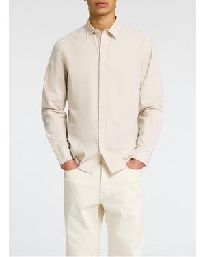 SELECTED Chemise Droite Col Classique En Coton Et Lin Mélangé - Neutre