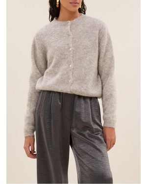 By-Bar Cardigan Boutonné En Laine Mélangée Femme - Gris