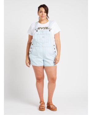 Levi's Salopette Droite Courte En Coton Femme - Blanc