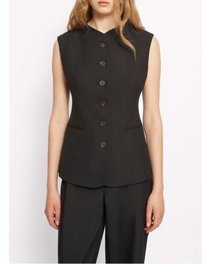 Roseanna Gilet Tailleur Sans Manches Boutonné Uni Femme - Noir