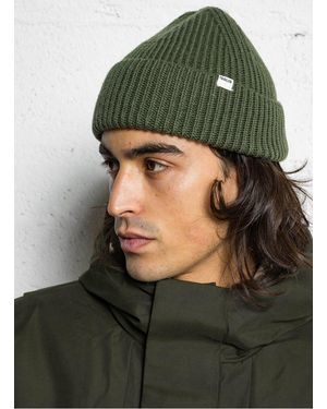 Solid Bonnet Uni À Revers En Maille - Vert