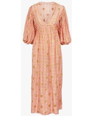 Sundress Robe Longue Col V Imprimée Femme - Rose