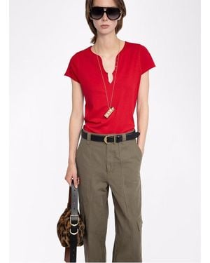 Zadig & Voltaire Tee-Shirt Droit En Coton Bio Femme - Rouge