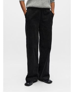 Object Pantalon Large En Velours Côtelé Femme - Noir