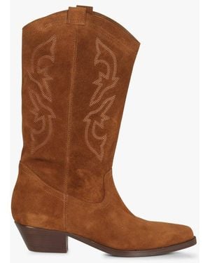 Ba&sh Bottines À Broderies En Cuir Femme - Marron