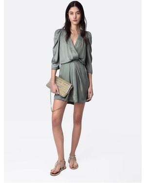Zadig & Voltaire Robe Courte Ajustée En Satin Femme - Vert