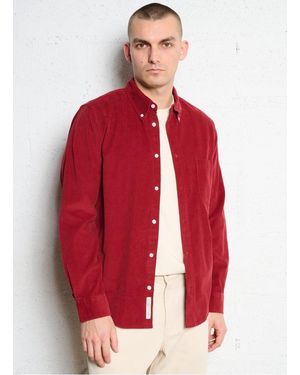 Minimum Chemise Droite Col Classique En Coton Bio - Rouge