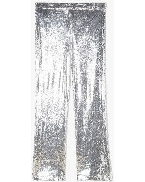 Gina Tricot Pantalon Droit À Sequins Femme - Blanc
