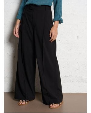 MASSCOB Pantalon Taille Haute Large Femme - Noir