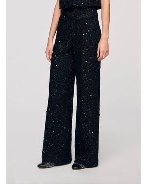 Sandro Pantalon Évasé À Sequins Femme - Noir