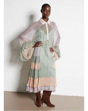 Mes Demoiselles Robe Longue Col Classique À Imprimé Fleuri Femme - Blanc