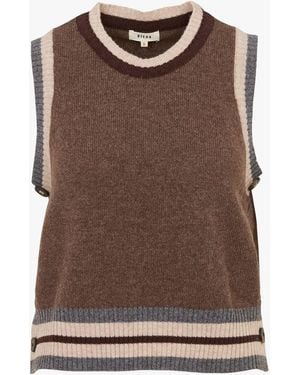 Diega Pull Droit Col Rond En Laine Femme - Marron