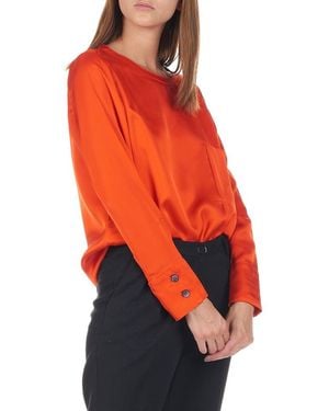 Attic And Barn Top Col Rond Fluide Et Satiné Femme - Orange
