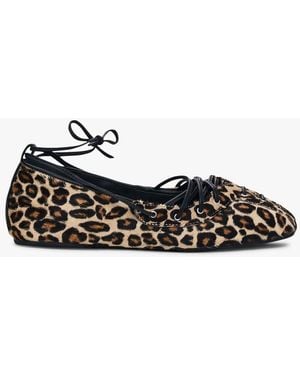 Desigual Ballerines En Cuir Pony Imprimé Femme - Blanc