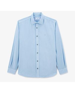 Serge Blanco Chemise Manches Longues En Velours Unie - Bleu