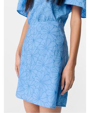 Object Jupe Courte Brodée Femme - Bleu