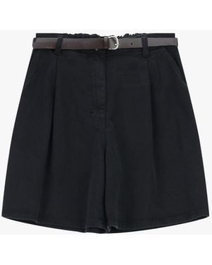 Please Shorts Regular-Fit À Pinces Avec Ceinture - Noir