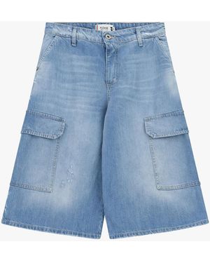 Please Bermuda Cargo Jambes Larges À Poches - Bleu