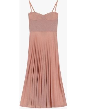 Please Vestito Midi Con Spalline Sottili E Gonna Plissettata - Rosa