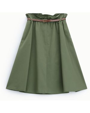 Please Jupe Midi Ample Avec Ceinture Et Taille Haute - Vert