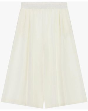 Please Pantalon Palazzo Large Taille Haute Élastique - Blanc