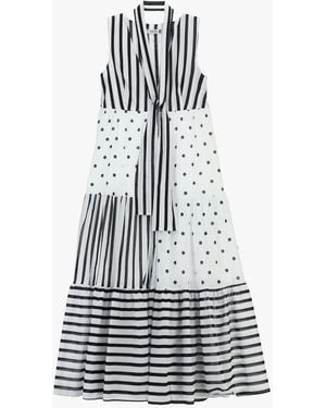 Please Robe Longue Sans Manches À Rayures Et Pois - Multicolore