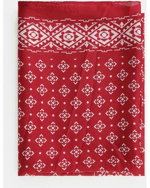 Please Foulard Carré Motif Géométrique Imprimé - Rouge