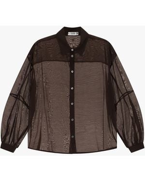 Please Chemise Oversize Transparente À Col Classique - Marron